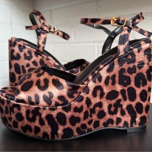 Leopard Print Wedge Sandals